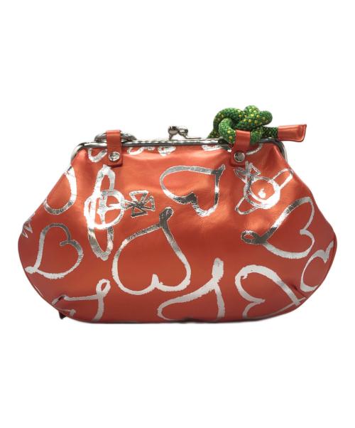 Vivienne Westwood（ヴィヴィアンウエストウッド）Vivienne Westwood (ヴィヴィアンウエストウッド) SCRIBBLE HEARTS がま口ショルダーバッグ オレンジの古着・服飾アイテム