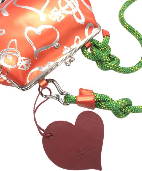 Vivienne Westwood（ヴィヴィアンウエストウッド）Vivienne Westwood (ヴィヴィアンウエストウッド) SCRIBBLE HEARTS がま口ショルダーバッグ オレンジの古着・服飾アイテム