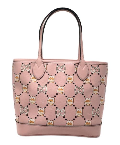GUCCI（グッチ）GUCCI (グッチ) Pikarar KAWAII GGアニマル レザー トートバッグ ピンクの古着・服飾アイテム