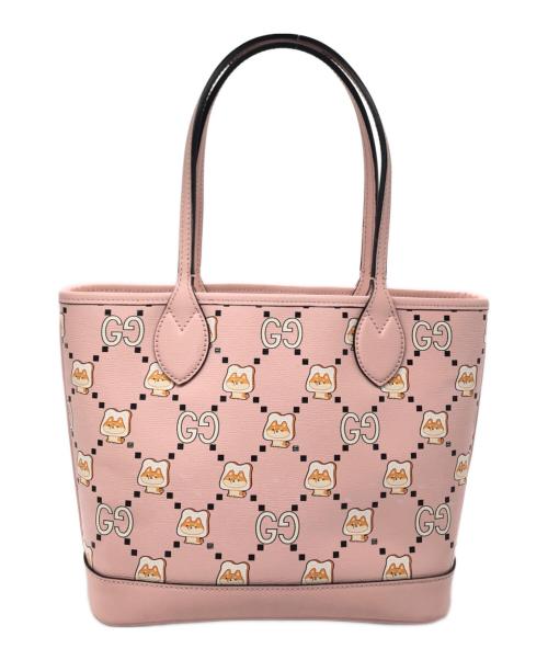 GUCCI（グッチ）GUCCI (グッチ) Pikarar KAWAII GGアニマル レザー トートバッグ ピンクの古着・服飾アイテム