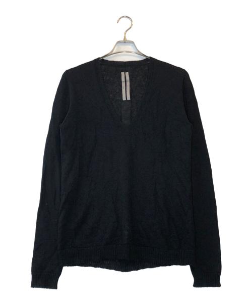RICK OWENS（リックオウエンス）RICK OWENS (リックオウエンス) ベビーアルパカVネックニット ブラック サイズ:Mの古着・服飾アイテム