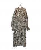 Whim Gazetteウィムガゼット）の古着「【15th Anniversary】レオパードフリルワンピース」｜ブラウン