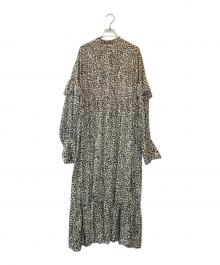 Whim Gazette（ウィムガゼット）の古着「【15th Anniversary】レオパードフリルワンピース」｜ブラウン