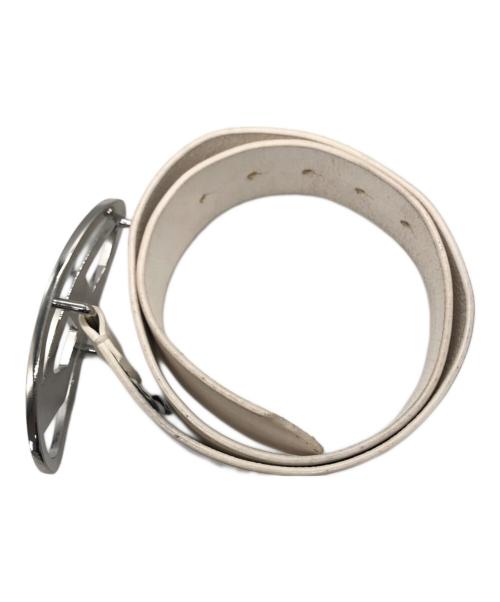 DIESEL（ディーゼル）DIESEL (ディーゼル) ビジュークリスタルレザーベルト ホワイト サイズ:CM75　INCH30の古着・服飾アイテム