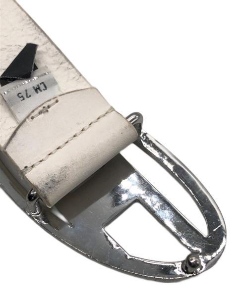 DIESEL（ディーゼル）DIESEL (ディーゼル) ビジュークリスタルレザーベルト ホワイト サイズ:CM75　INCH30の古着・服飾アイテム