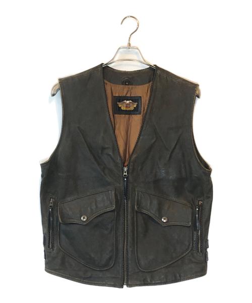 HARLEY-DAVIDSON（ハーレーダビッドソン）HARLEY-DAVIDSON (ハーレーダビッドソン) レザーベスト ブラウン サイズ:Mの古着・服飾アイテム