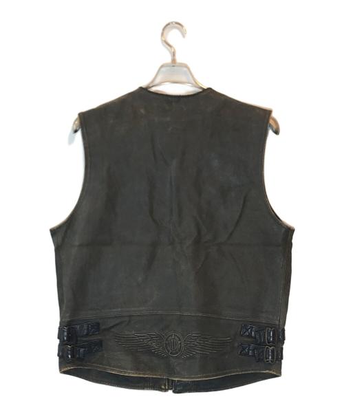 HARLEY-DAVIDSON（ハーレーダビッドソン）HARLEY-DAVIDSON (ハーレーダビッドソン) レザーベスト ブラウン サイズ:Mの古着・服飾アイテム
