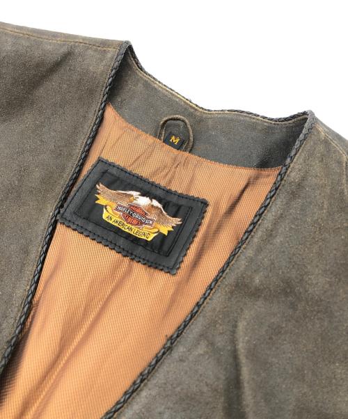 HARLEY-DAVIDSON（ハーレーダビッドソン）HARLEY-DAVIDSON (ハーレーダビッドソン) レザーベスト ブラウン サイズ:Mの古着・服飾アイテム