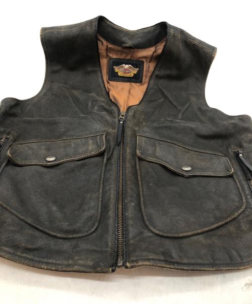 HARLEY-DAVIDSON（ハーレーダビッドソン）HARLEY-DAVIDSON (ハーレーダビッドソン) レザーベスト ブラウン サイズ:Mの古着・服飾アイテム