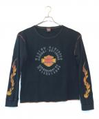 HARLEY-DAVIDSONハーレーダビッドソン）の古着「袖フレイムサーマルカットソー」｜ブラック