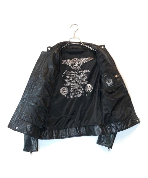 DIESEL（ディーゼル）DIESEL (ディーゼル) カウレザージャケット ブラック サイズ:Mの古着・服飾アイテム