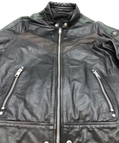 DIESEL（ディーゼル）DIESEL (ディーゼル) カウレザージャケット ブラック サイズ:Mの古着・服飾アイテム