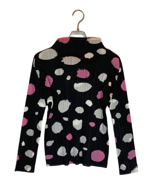 PLEATS PLEASE（プリーツプリーズ）PLEATS PLEASE (プリーツプリーズ) ハイネック ドット柄 カットソー ブラック サイズ:SIZE 3の古着・服飾アイテム