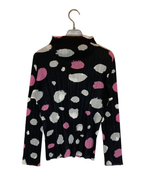 PLEATS PLEASE（プリーツプリーズ）PLEATS PLEASE (プリーツプリーズ) ハイネック ドット柄 カットソー ブラック サイズ:SIZE 3の古着・服飾アイテム