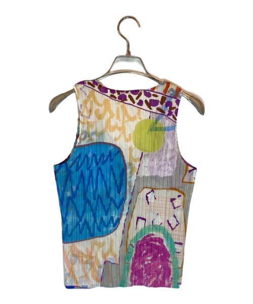 PLEATS PLEASE（プリーツプリーズ）PLEATS PLEASE (プリーツプリーズ) 総柄ノースリーブプリーツブラウス ホワイト サイズ:SIZE 3の古着・服飾アイテム