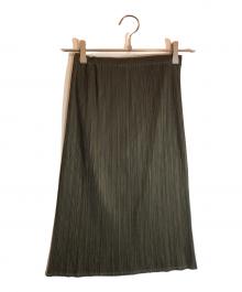 PLEATS PLEASE（プリーツプリーズ）の古着「プリーツミディスカート」｜オリーブ