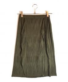 PLEATS PLEASE（プリーツプリーズ）の古着「ドレープフリルプリーツスカート」｜オリーブ