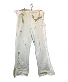 DIESEL（ディーゼル）の古着「22AWP-MARTAINOFFダメージ加工ワイドスウェットパンツ」｜ホワイト×グリーン