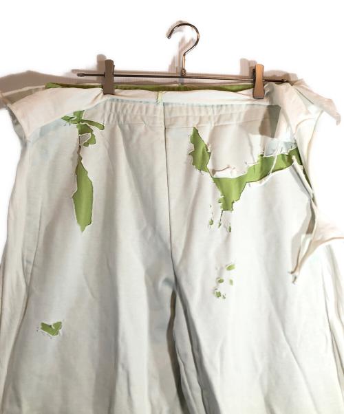 DIESEL（ディーゼル）DIESEL (ディーゼル) 22AWP-MARTAINOFFダメージ加工ワイドスウェットパンツ ホワイト×グリーン サイズ:XLの古着・服飾アイテム