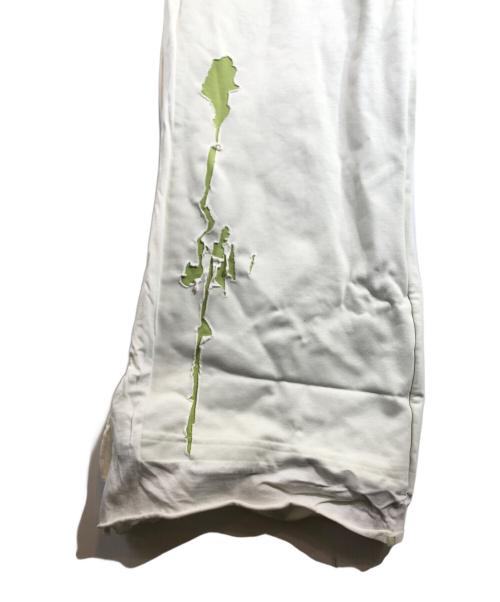 DIESEL（ディーゼル）DIESEL (ディーゼル) 22AWP-MARTAINOFFダメージ加工ワイドスウェットパンツ ホワイト×グリーン サイズ:XLの古着・服飾アイテム