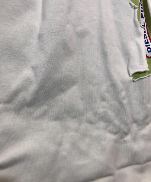 DIESEL（ディーゼル）DIESEL (ディーゼル) 22AWP-MARTAINOFFダメージ加工ワイドスウェットパンツ ホワイト×グリーン サイズ:XLの古着・服飾アイテム