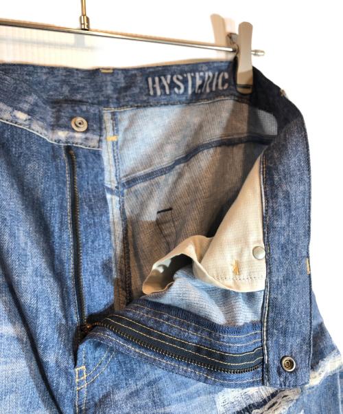 Hysteric Glamour（ヒステリックグラマー）Hysteric Glamour (ヒステリックグラマー) スタッズダメージワッペンデニム転写ストレッチパンツ インディゴ サイズ:Lの古着・服飾アイテム