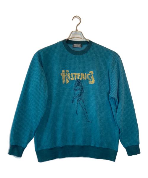 Hysteric Glamour（ヒステリックグラマー）Hysteric Glamour (ヒステリックグラマー) BAD ASS MAMA刺繍 スウェット ブルー サイズ:SIZE XLの古着・服飾アイテム