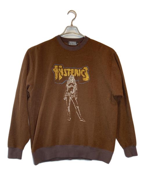 Hysteric Glamour（ヒステリックグラマー）Hysteric Glamour (ヒステリックグラマー) BAD ASS MAMA刺繍 スウェット ブラウン サイズ:SIZE XLの古着・服飾アイテム