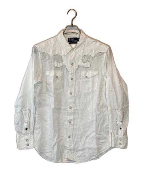 POLO RALPH LAUREN（ポロ・ラルフローレン）POLO RALPH LAUREN (ポロ・ラルフローレン) DENVER WESTERNリネンシャツ ホワイト サイズ:SIZE Mの古着・服飾アイテム