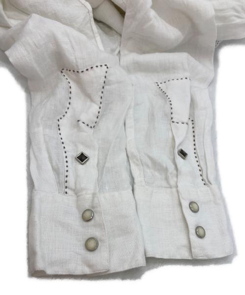 POLO RALPH LAUREN（ポロ・ラルフローレン）POLO RALPH LAUREN (ポロ・ラルフローレン) DENVER WESTERNリネンシャツ ホワイト サイズ:SIZE Mの古着・服飾アイテム