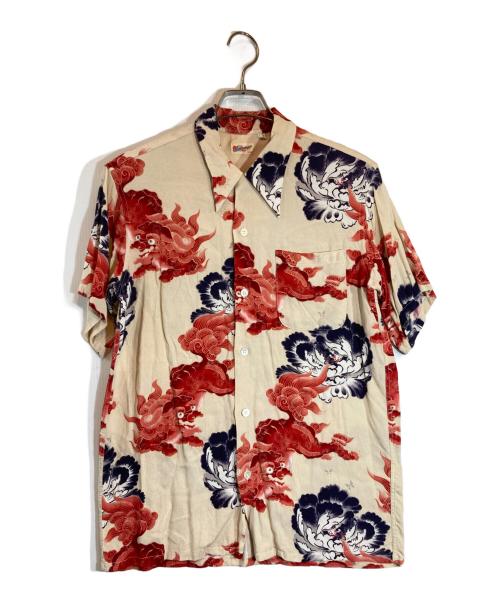 Sun Surf（サンサーフ）Sun Surf (サンサーフ) 唐獅子牡丹アロハシャツ ベージュ サイズ:Mの古着・服飾アイテム