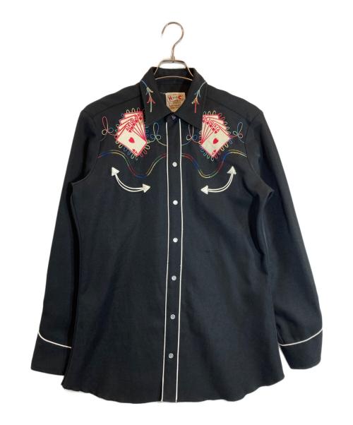H BAR C（エイチバーシー）H BAR C (エイチバーシー) 刺繍入りウエスタンシャツ ブラック サイズ:無しの古着・服飾アイテム