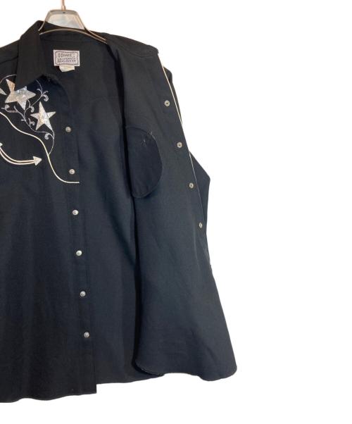 H BAR C（エイチバーシー）H BAR C (エイチバーシー) 刺繍入りウエスタンシャツ ブラック サイズ:15 1/2の古着・服飾アイテム