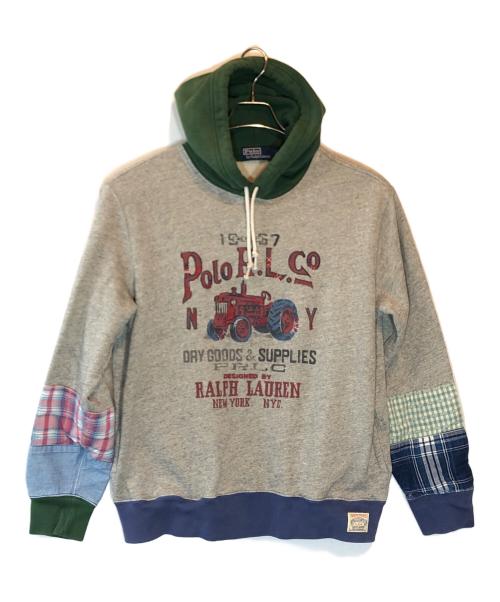 POLO RALPH LAUREN（ポロ・ラルフローレン）POLO RALPH LAUREN (ポロ・ラルフローレン) パッチワークパーカー グレー サイズ:SIZE Lの古着・服飾アイテム