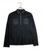 BURBERRY BLACK LABELバーバリーブラックレーベル）の古着「ワンポイント長袖シャツ」｜ブラック