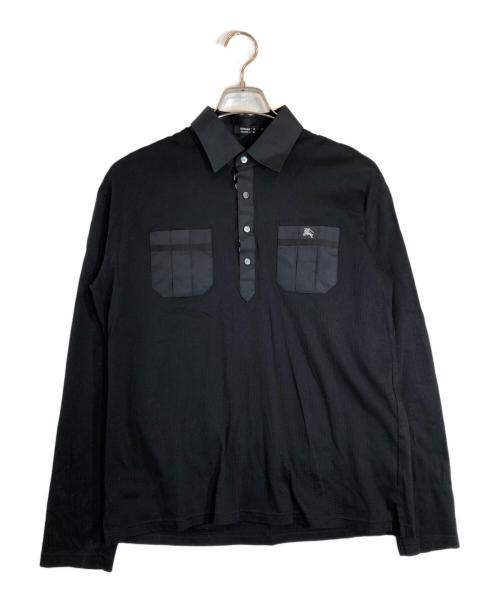 BURBERRY BLACK LABEL（バーバリーブラックレーベル）BURBERRY BLACK LABEL (バーバリーブラックレーベル) ワンポイント長袖シャツ ブラック サイズ:3の古着・服飾アイテム