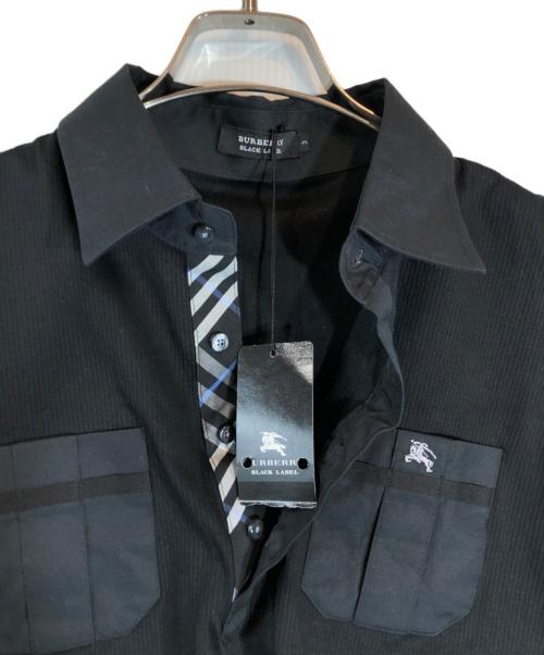 BURBERRY BLACK LABEL（バーバリーブラックレーベル）BURBERRY BLACK LABEL (バーバリーブラックレーベル) ワンポイント長袖シャツ ブラック サイズ:3の古着・服飾アイテム
