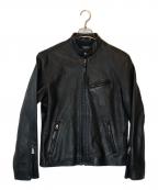 POLO RALPH LAURENポロ・ラルフローレン）の古着「LAMBSKIN CAFE RACER JACKET / ラムレザージャケット」｜ブラック