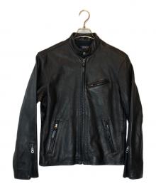 POLO RALPH LAUREN（ポロ・ラルフローレン）の古着「LAMBSKIN CAFE RACER JACKET / ラムレザージャケット」｜ブラック