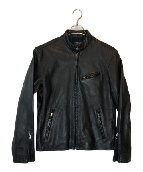 POLO RALPH LAUREN（ポロ・ラルフローレン）POLO RALPH LAUREN (ポロ・ラルフローレン) LAMBSKIN CAFE RACER JACKET / ラムレザージャケット ブラック サイズ:SIZE Sの古着・服飾アイテム