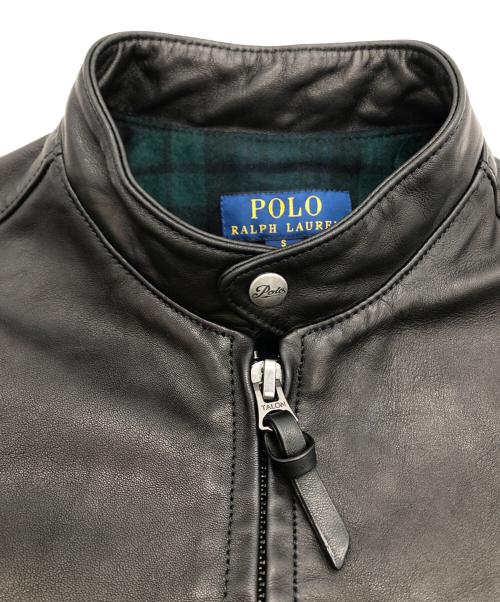 POLO RALPH LAUREN（ポロ・ラルフローレン）POLO RALPH LAUREN (ポロ・ラルフローレン) LAMBSKIN CAFE RACER JACKET / ラムレザージャケット ブラック サイズ:SIZE Sの古着・服飾アイテム
