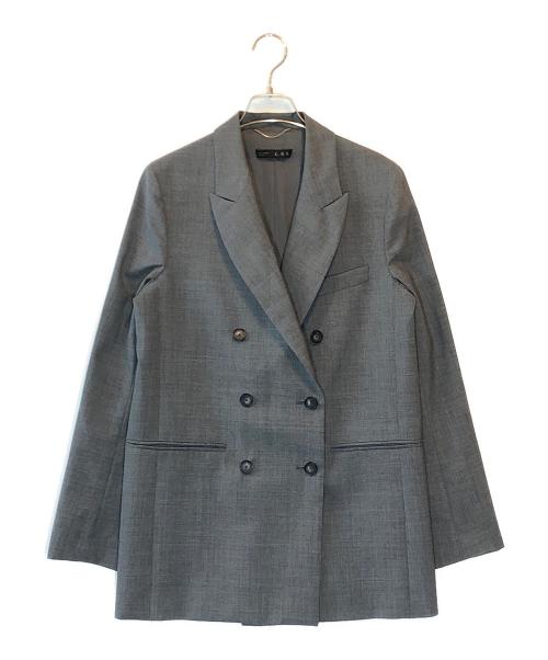 Curensology（カレンソロジー）Curensology (カレンソロジー) ウールポプリンジャケット テーラード ダブル グレー サイズ:Fの古着・服飾アイテム