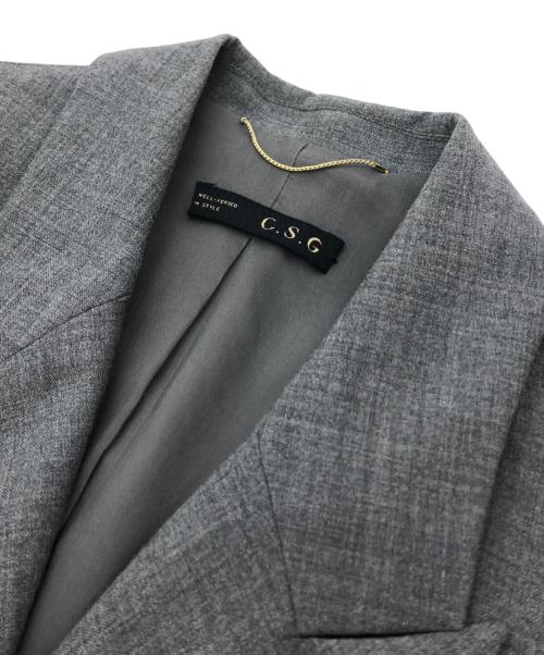 Curensology（カレンソロジー）Curensology (カレンソロジー) ウールポプリンジャケット テーラード ダブル グレー サイズ:Fの古着・服飾アイテム