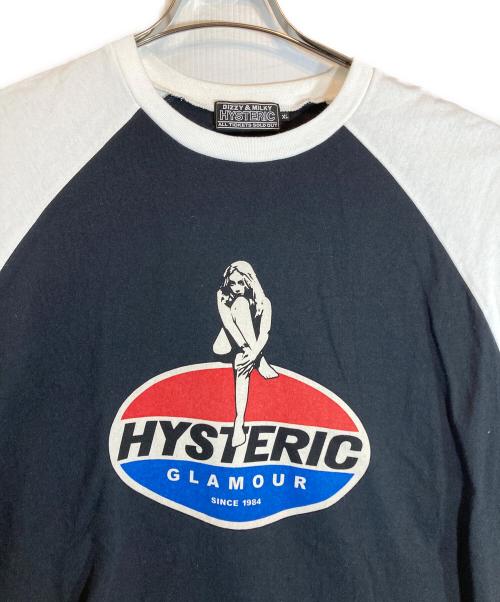 Hysteric Glamour（ヒステリックグラマー）Hysteric Glamour (ヒステリックグラマー) ラグランカットソー ホワイト×ブラック サイズ:XLの古着・服飾アイテム