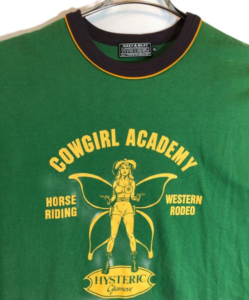 Hysteric Glamour（ヒステリックグラマー）Hysteric Glamour (ヒステリックグラマー) COWGIRL ACADEMY プリント Tシャツ グリーン サイズ:SIZE XLの古着・服飾アイテム