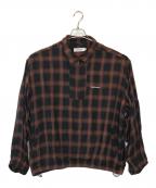TIGHTBOOTH PRODUCTIONタイトブースプロダクション）の古着「PLAID HALF ZIP L/S SHIRT」｜ブラウン