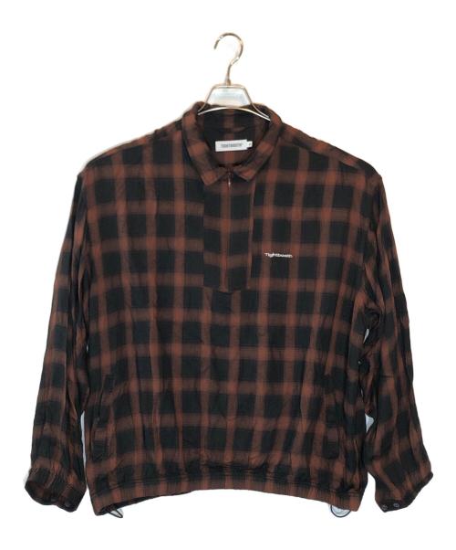 TIGHTBOOTH PRODUCTION（タイトブースプロダクション）TIGHTBOOTH PRODUCTION (タイトブースプロダクション) PLAID HALF ZIP L/S SHIRT ブラウン サイズ:XLの古着・服飾アイテム