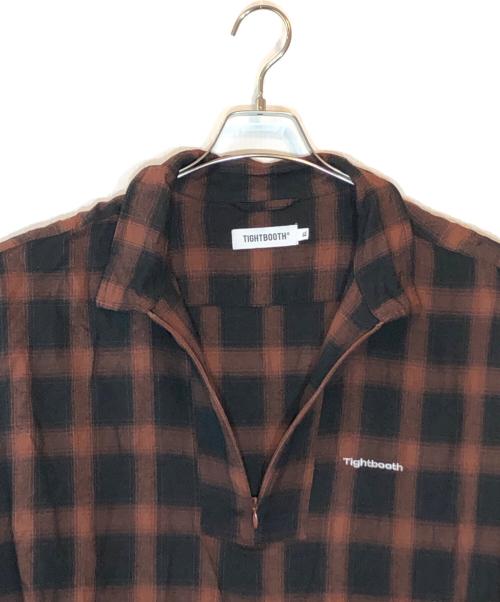 TIGHTBOOTH PRODUCTION（タイトブースプロダクション）TIGHTBOOTH PRODUCTION (タイトブースプロダクション) PLAID HALF ZIP L/S SHIRT ブラウン サイズ:XLの古着・服飾アイテム