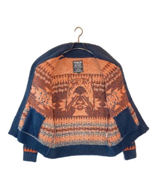 Hysteric Glamour（ヒステリックグラマー）Hysteric Glamour (ヒステリックグラマー) SEE NO EVILジャカード ショールカーディガン ネイビー×ベージュ サイズ:SIZE XLの古着・服飾アイテム