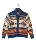 Hysteric Glamour（ヒステリックグラマー）の古着「SEE NO EVILジャカード ショールカーディガン」｜ネイビー×ベージュ